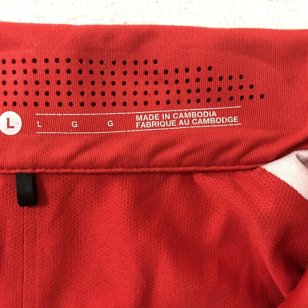 Nike Polo Shirt Mens Large Red Ombre Stripe Dri-FIT Tiger Woods Collection Golf